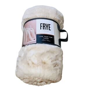 FRYE Luxe Faux Fur Throw, 60" X 70" Color Silky Cream.